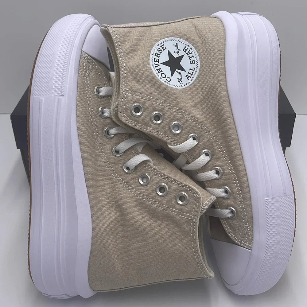Converse WMNS A04365C CTAS MOVE HI BEACH STONE/WHITE/BEACH STONE Platforms - Picture 11 of 16